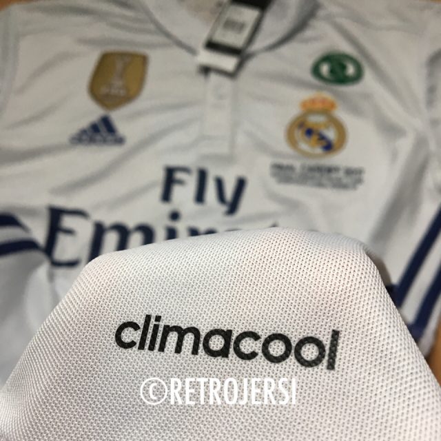 Climacool logo - Real Madrid Champions League Final Cardiff 2016-2017 Adidas Home Shirt Ronaldo 7