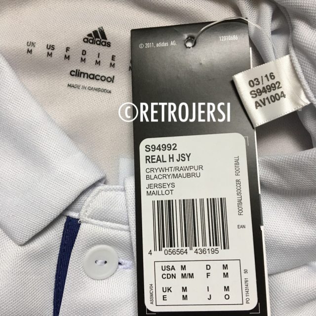 Size tag, swing tag, production tag - Real Madrid Champions League Final Cardiff 2016-2017 Adidas Home Shirt Ronaldo 7