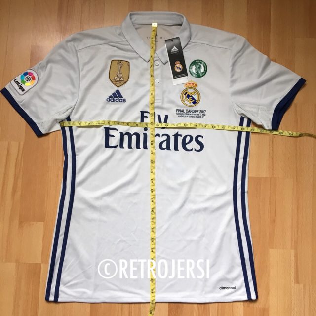 Size M measurement - Real Madrid Champions League Final Cardiff 2016-2017 Adidas Home Shirt Ronaldo 7