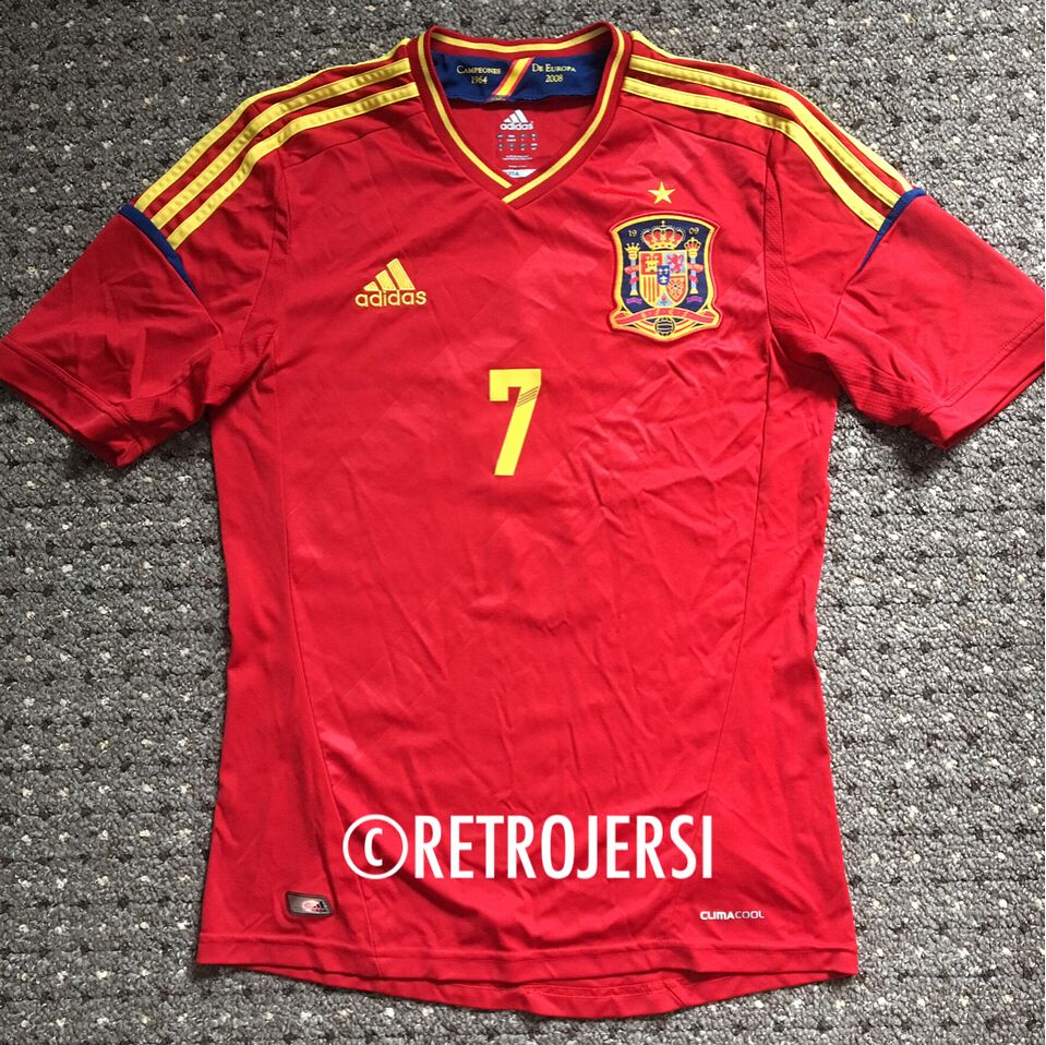 Spain 2012-2013 David Villa 7 Adidas Home Shirt